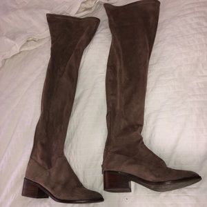Knee-high suede boots